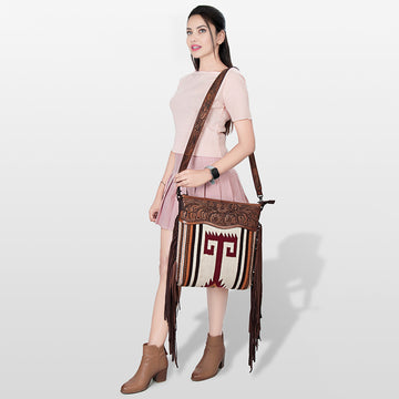 American Darling Signature Crossbody Hand Tooled Saddle Blanket Genuine Leather Women Bag Western Handbag Purse